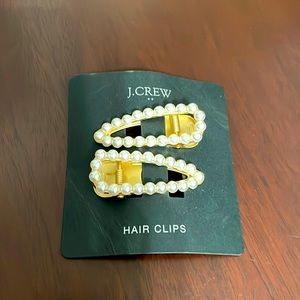 J Crew gold and pearl hair clips